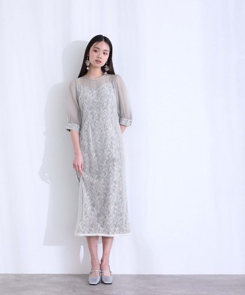 PourVous(プールヴー)の「七分袖&ロング 同窓会 成人式 タイト スパンコール レース お呼ばれ 結婚式 二次会 フォーマル オケージョンドレス パーティー ドレス カフスボタン ウエストリボン 謝恩会 20代 30代(ドレス・レディース・ブラック/ライトブルー・M/L/XL)」の10枚目の写真