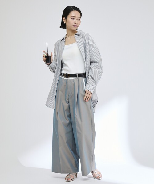 Firsthand（ファーストハンド）の「MA Firsthand/マ ファーストハンド BASIC LOGO STRIPE SHIRT / ベーシックロゴストライプシャツ（シャツ/ブラウス・レディース・サックスブルー/ピンク/ホワイト・FREE）」の4枚目の写真