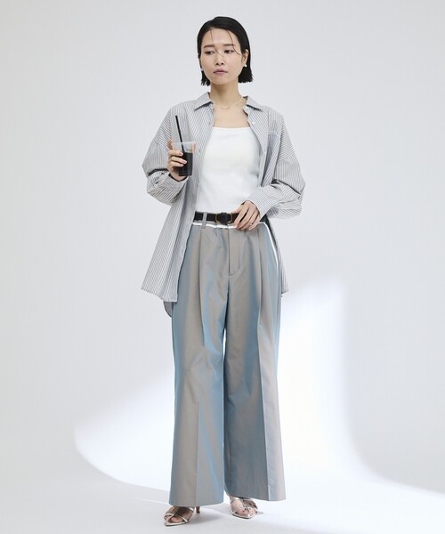 Firsthand（ファーストハンド）の「MA Firsthand/マ ファーストハンド BASIC LOGO STRIPE SHIRT / ベーシックロゴストライプシャツ（シャツ/ブラウス・レディース・サックスブルー/ピンク/ホワイト・FREE）」の5枚目の写真