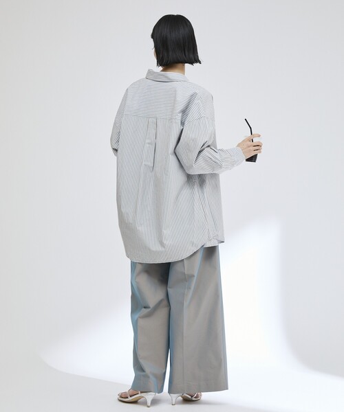 Firsthand（ファーストハンド）の「MA Firsthand/マ ファーストハンド BASIC LOGO STRIPE SHIRT / ベーシックロゴストライプシャツ（シャツ/ブラウス・レディース・サックスブルー/ピンク/ホワイト・FREE）」の7枚目の写真