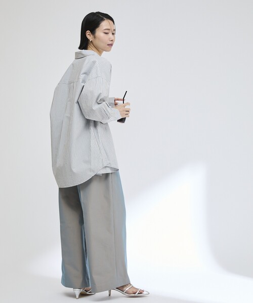 Firsthand（ファーストハンド）の「MA Firsthand/マ ファーストハンド BASIC LOGO STRIPE SHIRT / ベーシックロゴストライプシャツ（シャツ/ブラウス・レディース・サックスブルー/ピンク/ホワイト・FREE）」の8枚目の写真