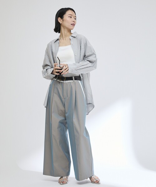 Firsthand（ファーストハンド）の「MA Firsthand/マ ファーストハンド BASIC LOGO STRIPE SHIRT / ベーシックロゴストライプシャツ（シャツ/ブラウス・レディース・サックスブルー/ピンク/ホワイト・FREE）」の10枚目の写真