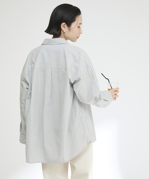 Firsthand（ファーストハンド）の「MA Firsthand/マ ファーストハンド BASIC LOGO STRIPE SHIRT / ベーシックロゴストライプシャツ（シャツ/ブラウス・レディース・サックスブルー/ピンク/ホワイト・FREE）」の15枚目の写真