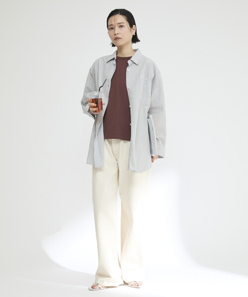 Firsthand（ファーストハンド）の「MA Firsthand/マ ファーストハンド BASIC LOGO STRIPE SHIRT / ベーシックロゴストライプシャツ（シャツ/ブラウス・レディース・サックスブルー/ピンク/ホワイト・FREE）」の18枚目の写真