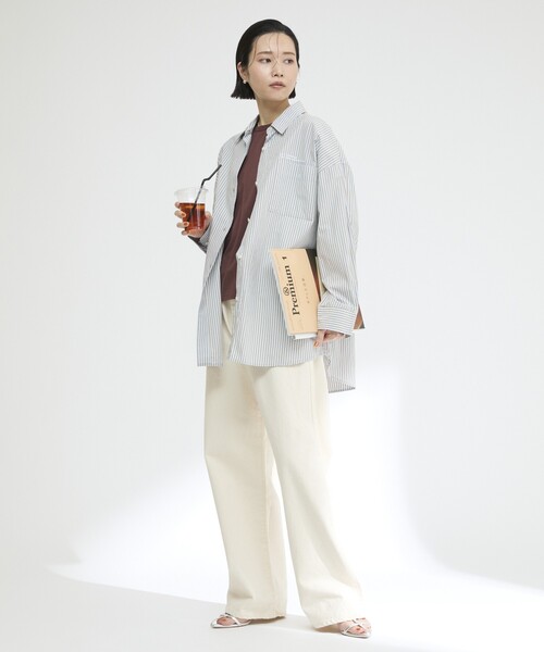 Firsthand（ファーストハンド）の「MA Firsthand/マ ファーストハンド BASIC LOGO STRIPE SHIRT / ベーシックロゴストライプシャツ（シャツ/ブラウス・レディース・サックスブルー/ピンク/ホワイト・FREE）」の19枚目の写真