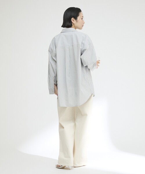 Firsthand（ファーストハンド）の「MA Firsthand/マ ファーストハンド BASIC LOGO STRIPE SHIRT / ベーシックロゴストライプシャツ（シャツ/ブラウス・レディース・サックスブルー/ピンク/ホワイト・FREE）」の22枚目の写真