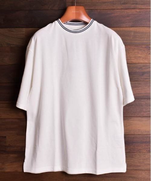 ARCHIVER(アーカイバ)の「【RS】鹿の子ライン入り刺繍クルーTシャツ(Tシャツ/カットソー・レディース・ピンク/ネイビー/ホワイト・MEDIUM/LARGE)」の7枚目の写真
