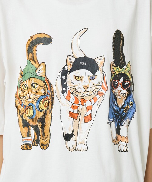 ABAHOUSE(アバハウス)の「【CORISCO/コリスコ】 Animal猫 Tシャツ/アニマルTシャツ(Tシャツ/カットソー・メンズ・ホワイト系その他/ホワイト系その他2/ホワイト系その他3/ホワイト・M/L)」の8枚目の写真