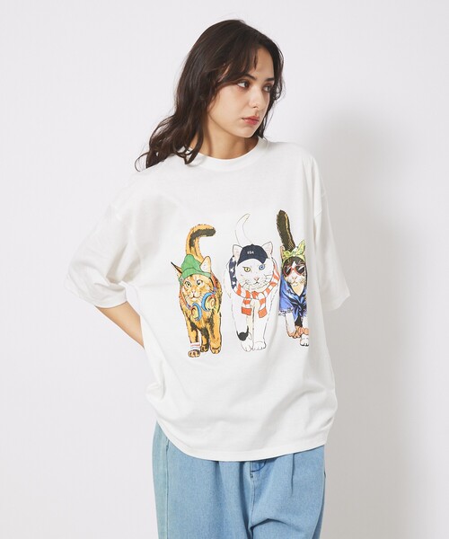 ABAHOUSE(アバハウス)の「【CORISCO/コリスコ】 Animal猫 Tシャツ/アニマルTシャツ(Tシャツ/カットソー・メンズ・ホワイト系その他/ホワイト系その他2/ホワイト系その他3/ホワイト・M/L)」の19枚目の写真