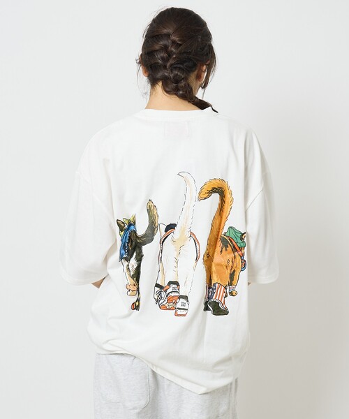 ABAHOUSE(アバハウス)の「【CORISCO/コリスコ】 Animal猫 Tシャツ/アニマルTシャツ(Tシャツ/カットソー・メンズ・ホワイト系その他/ホワイト系その他2/ホワイト系その他3/ホワイト・M/L)」の5枚目の写真