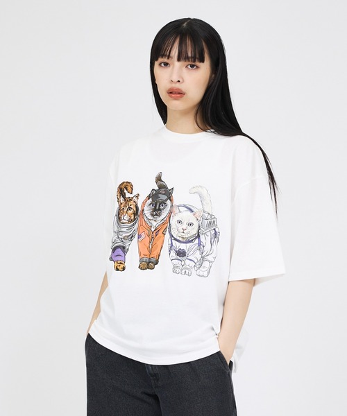 CORISCO（コリスコ）の「【CORISCO/コリスコ】 Animal猫 Tシャツ/アニマルTシャツ（Tシャツ/カットソー・メンズ・ホワイト系その他/ホワイト系その他2/ホワイト系その他3/ホワイト・M/L）」の2枚目の写真