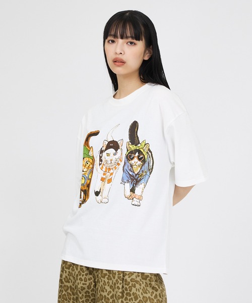 CORISCO（コリスコ）の「【CORISCO/コリスコ】 Animal猫 Tシャツ/アニマルTシャツ（Tシャツ/カットソー・メンズ・ホワイト系その他/ホワイト系その他2/ホワイト系その他3/ホワイト・M/L）」の5枚目の写真