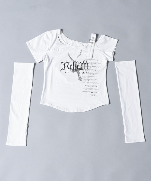 REFLEM/レフレム』アームカバー付きクロップドTシャツ/ハーフ