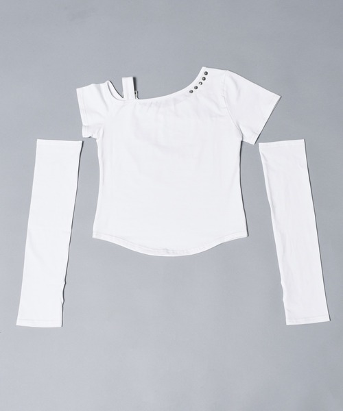REFLEM アームカバー付きクロップドTシャツ/ハーフスリーブカットソー REFLEM/レフレム』アームカバー付きクロップドTシャツ/ハーフ