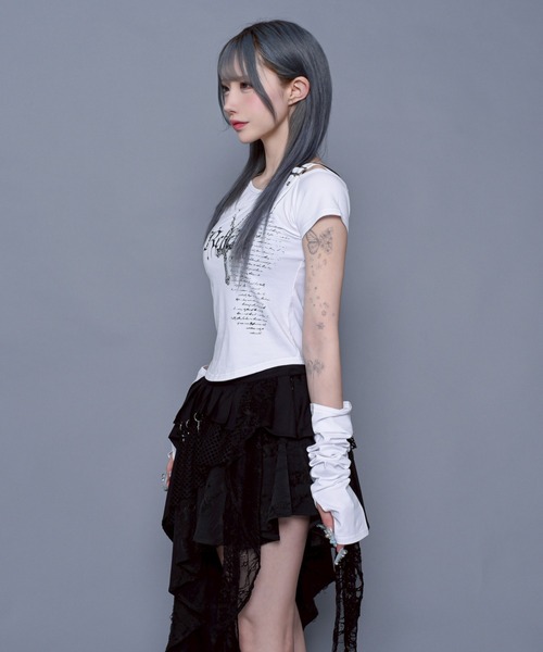 REFLEM/レフレム』アームカバー付きクロップドTシャツ/ハーフ