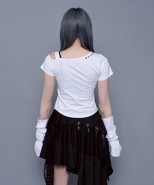 REFLEM/レフレム』アームカバー付きクロップドTシャツ/ハーフ