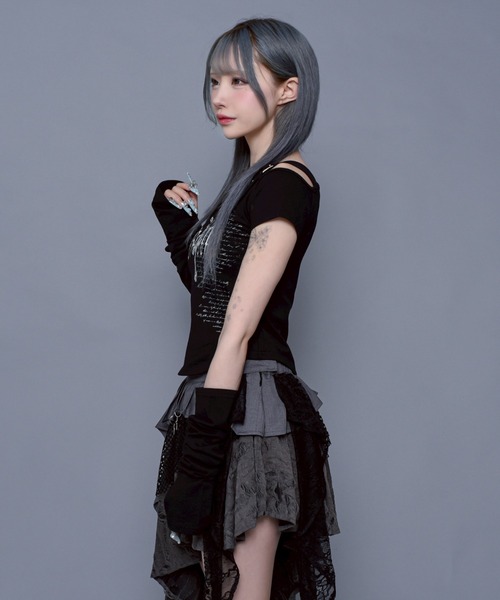 REFLEM アームカバー付きクロップドTシャツ/ハーフスリーブカットソー REFLEM（レフレム）の「『REFLEM/レフレム』アームカバー付き