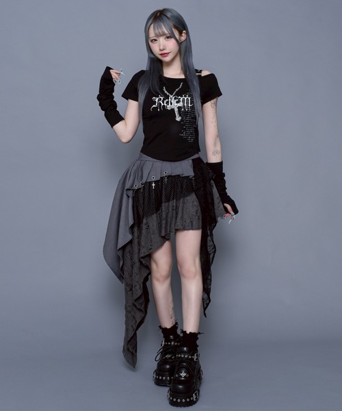 REFLEM/レフレム』アームカバー付きクロップドTシャツ/ハーフ