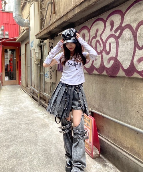 REFLEM/レフレム』アームカバー付きクロップドTシャツ/ハーフ