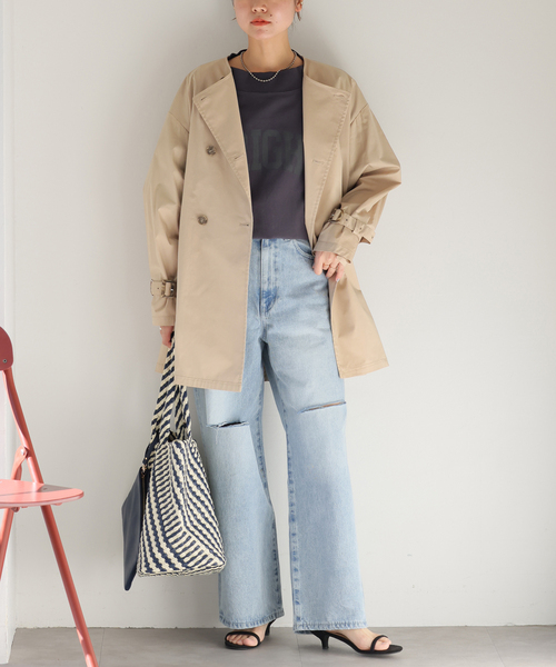 JOURNAL STANDARD relume ノーカラーコート　イージーパンツ JOURNAL STANDARD relume｜ノーカラーライトショートコート