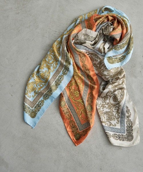 THE YOn(ザヨン)の「シルクタッチペイズリースカーフ(バンダナ/スカーフ・レディース・アイボリー/サックスブルー/オレンジ・FREE)」の17枚目の写真