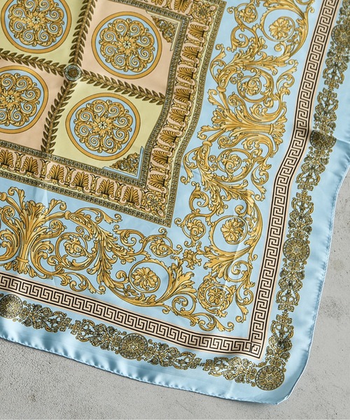 THE YOn(ザヨン)の「シルクタッチペイズリースカーフ(バンダナ/スカーフ・レディース・アイボリー/サックスブルー/オレンジ・FREE)」の7枚目の写真