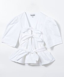 GANNI/ガニー Washed Stretch Cotton Tie Strap / W0378 / ブラウス
