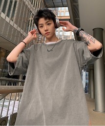 【 B'day / ビーデー 】ピグメントオーバーダイ ヴィンテージ加工半袖クルーTEE
