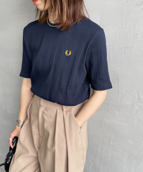 ⚠️オリーブオイル⚠️【FRED PERRY】ワンポイントTシャツ 【L】 FRED PERRY [フレッドペリー] 別注 ツインティップライン ワン