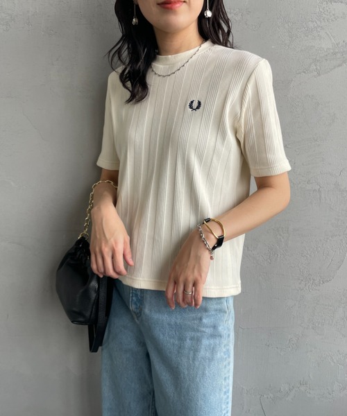 FRED PERRY別注ランダムリブワンポイント刺繍Tシャツ FRED PERRY/フレッドペリー] 別注 ランダムリブ ワンポイント