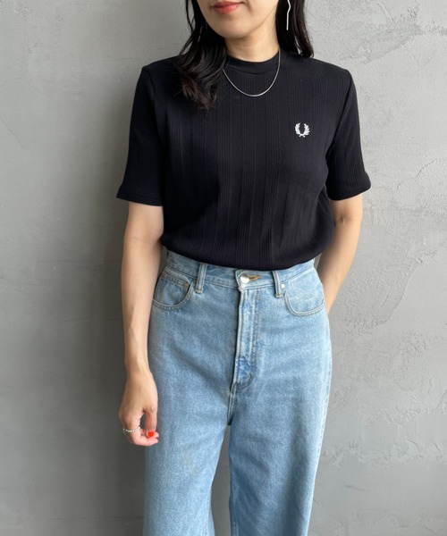 FRED PERRY 別注 ランダムリブ ワンポイント刺繍Tシャツ FRED PERRY/フレッドペリー] 別注 ランダムリブ ワンポイント