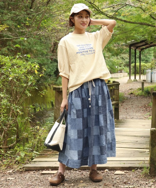 KRIFF MAYER Lady's Collection（クリフメイヤーレディースコレクション）の「【綿100%】インディゴパッチワークスカート（スカート・レディース・ダークブルー/インディゴブルー/ライトブルー・MEDIUM/LARGE）」の12枚目の写真