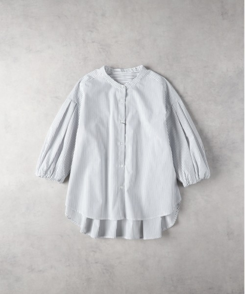 Right-on（ライトオン）の「ブロード袖バルーンブラウス（シャツ/ブラウス・レディース・ホワイト×ネイビー/ネイビー×ホワイト/ブルー・L/M）」の3枚目の写真