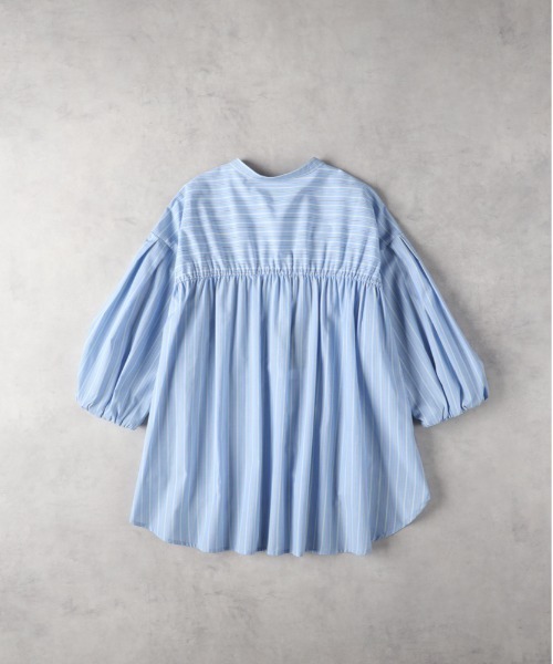 Right-on（ライトオン）の「ブロード袖バルーンブラウス（シャツ/ブラウス・レディース・ホワイト×ネイビー/ネイビー×ホワイト/ブルー・L/M）」の10枚目の写真