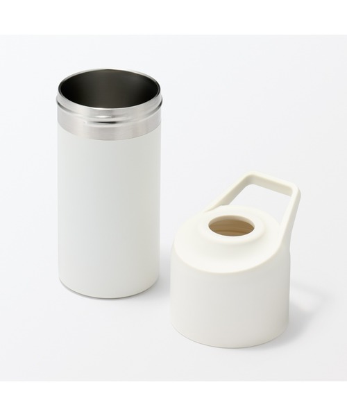 無印良品（ムジルシリョウヒン）の「冷やしたまま持ち運べる　ペットボトル用保冷ホルダー　５００ー６５０ｍＬ用（水筒・メンズ・ホワイト/ダークブルー/シルバー・FREE）」の6枚目の写真