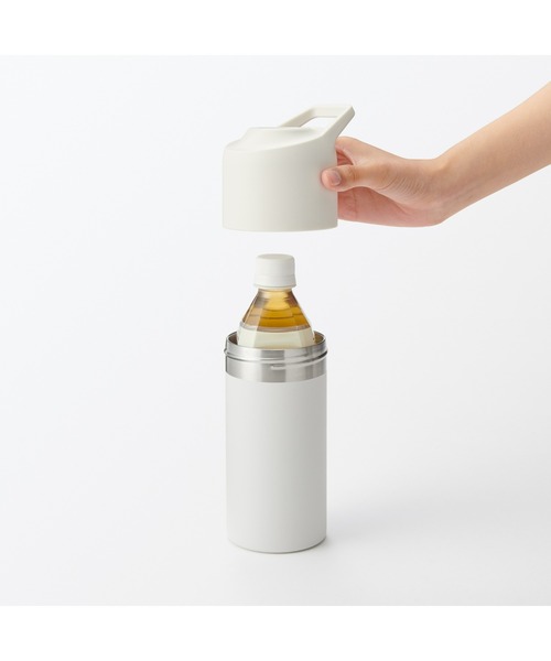 無印良品（ムジルシリョウヒン）の「冷やしたまま持ち運べる　ペットボトル用保冷ホルダー　５００ー６５０ｍＬ用（水筒・メンズ・ホワイト/ダークブルー/シルバー・FREE）」の9枚目の写真