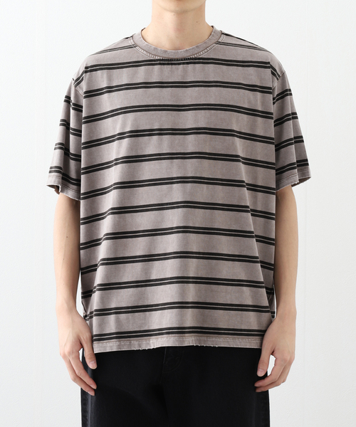 BAYCREW'S DEPO(ベイクルーズデポ)の「SANDWATERR / サンドウォーター RESEARCHED TEE SS / COTTON BORDER JERSEY(Tシャツ/カットソー・メンズ・ブラック/アイボリー・2/1)」の8枚目の写真