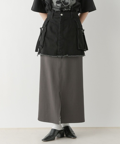 RAGEBLUE（レイジブルー）の「3WAY/デニムレイヤードスカートセット（スカート・レディース・ブラック×ブラック/ブラック×グレー・FREE）」の2枚目の写真