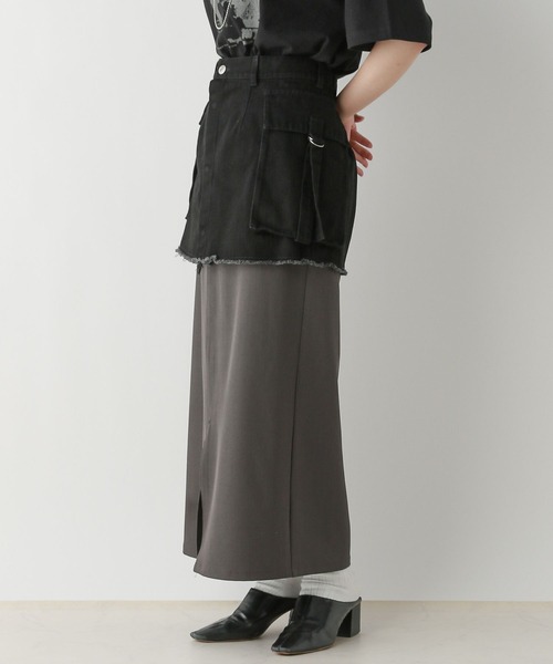 RAGEBLUE（レイジブルー）の「3WAY/デニムレイヤードスカートセット（スカート・レディース・ブラック×ブラック/ブラック×グレー・FREE）」の5枚目の写真