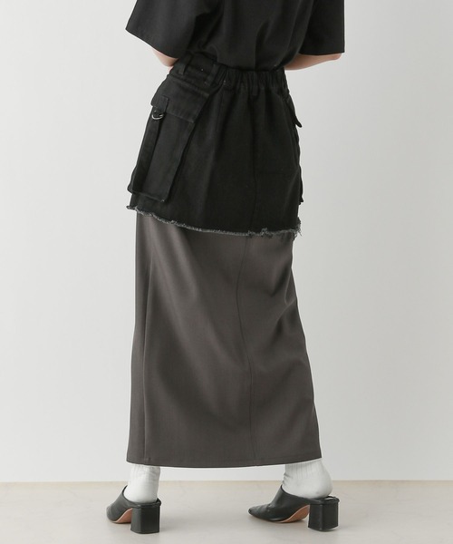 RAGEBLUE（レイジブルー）の「3WAY/デニムレイヤードスカートセット（スカート・レディース・ブラック×ブラック/ブラック×グレー・FREE）」の6枚目の写真