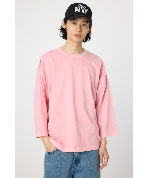 RODEO CROWNS WIDE BOWL(ロデオクラウンズワイドボウル)の「ピグメントフットボール7分袖Tシャツ(Tシャツ/カットソー・メンズ・チャコールグレー/アイボリー/ブラウン/ピンク・MEDIUM/LARGE)」の4枚目の写真