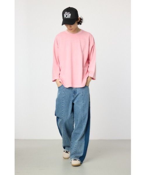 RODEO CROWNS WIDE BOWL(ロデオクラウンズワイドボウル)の「ピグメントフットボール7分袖Tシャツ(Tシャツ/カットソー・メンズ・チャコールグレー/アイボリー/ブラウン/ピンク・MEDIUM/LARGE)」の21枚目の写真