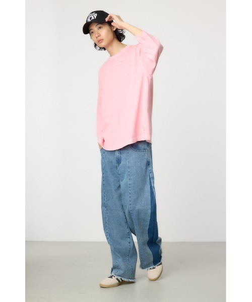 RODEO CROWNS WIDE BOWL(ロデオクラウンズワイドボウル)の「ピグメントフットボール7分袖Tシャツ(Tシャツ/カットソー・メンズ・チャコールグレー/アイボリー/ブラウン/ピンク・MEDIUM/LARGE)」の22枚目の写真