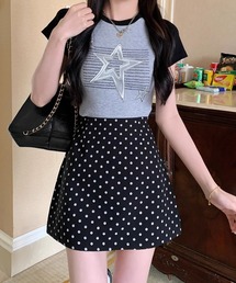 ハイウエストAラインドットミニスカート