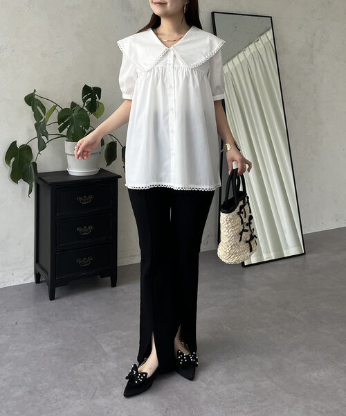 Ballsey♡レースビッグカラーブラウス　上品　仕事着 Ballsey♡レースビッグカラーブラウス 上品 仕事着 - メルカリ