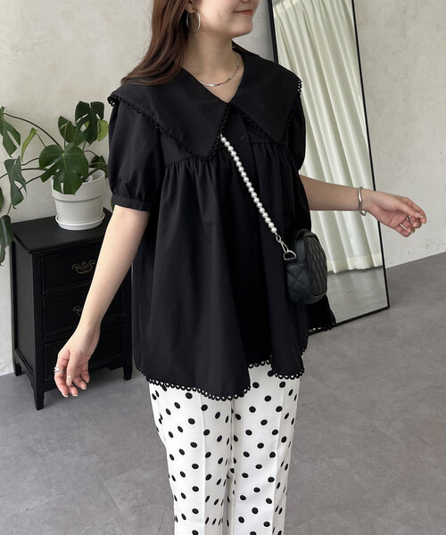 Ballsey♡レースビッグカラーブラウス　上品　仕事着 Ballsey♡レースビッグカラーブラウス 上品 仕事着 - メルカリ