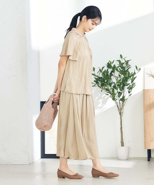 洗える/イージーケア】サテンギャザースカート（スカート）｜a.v.v  