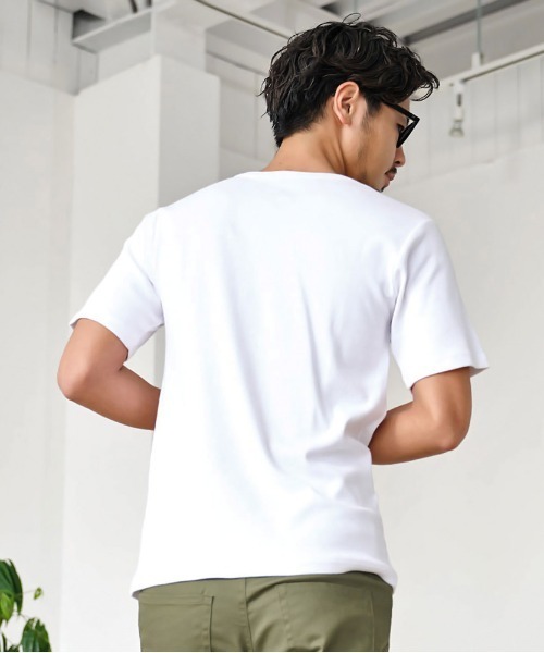 JEMORGAN（ジェーイーモーガン）の「『JEMORGAN LONG JOHNS/ジェーイーモーガンロングジョーンズ』250g/㎡テレコVネック半袖Ｔ【+】（Tシャツ/カットソー・メンズ・ブラック/杢グレー/ホワイト・XL/L/M）」の5枚目の写真