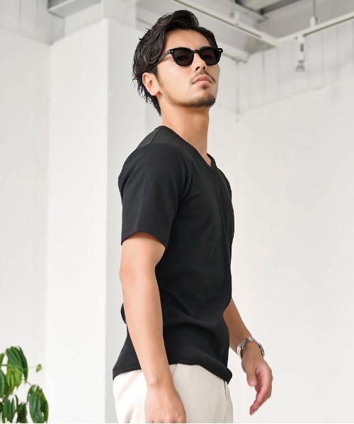 JEMORGAN（ジェーイーモーガン）の「『JEMORGAN LONG JOHNS/ジェーイーモーガンロングジョーンズ』250g/㎡テレコVネック半袖Ｔ【+】（Tシャツ/カットソー・メンズ・ブラック/杢グレー/ホワイト・XL/L/M）」の7枚目の写真