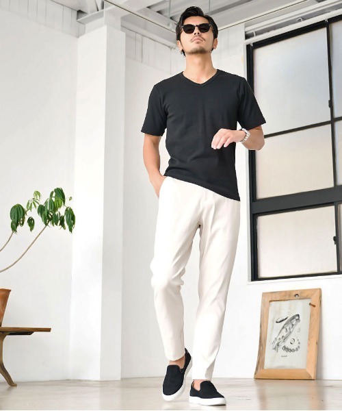 JEMORGAN（ジェーイーモーガン）の「『JEMORGAN LONG JOHNS/ジェーイーモーガンロングジョーンズ』250g/㎡テレコVネック半袖Ｔ【+】（Tシャツ/カットソー・メンズ・ブラック/杢グレー/ホワイト・XL/L/M）」の9枚目の写真